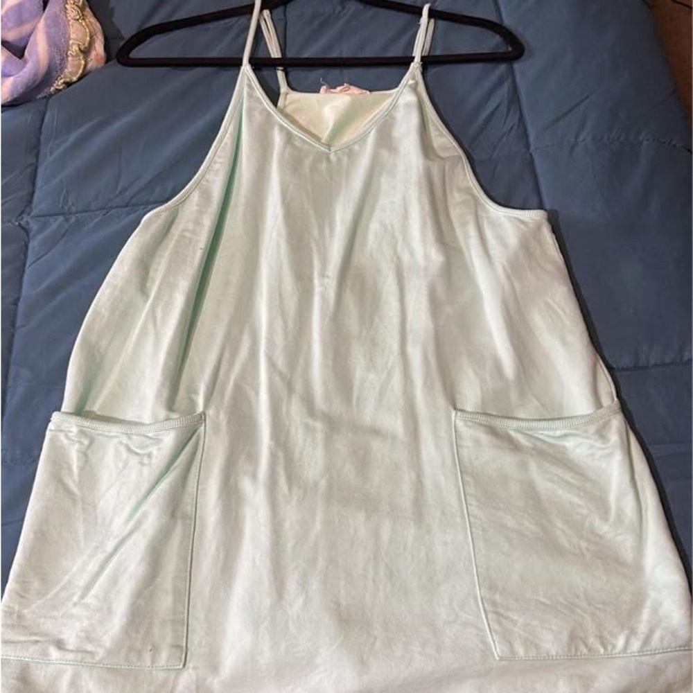 Light Blue Sleeveless Dress with Pockets